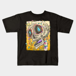 Realistic Colorful Skull - Dia De Los Muertos -The Fall Colors Skull Kids T-Shirt
